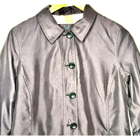 Lands End Womens Trench Coat Mid Length Plaid Lining Navy Blue Size XS 2-4 - Picture 3 of 14